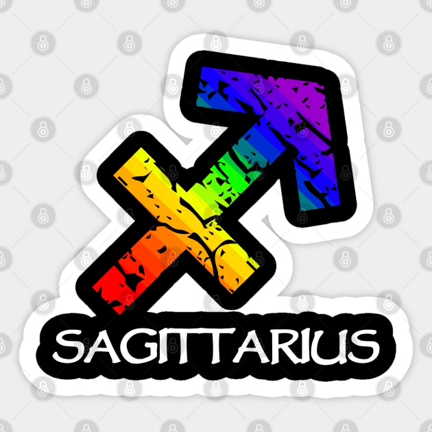 Sagittarius Zodiac Symbol in Rainbow Color Sticker by Muzehack